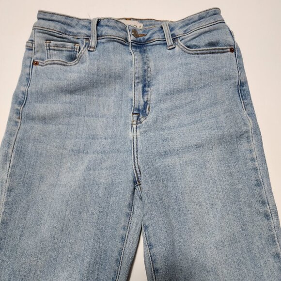 Cello Light Wash Stretch Denim High Rise Flare Jeans Raw Hem - Picture 4 of 7